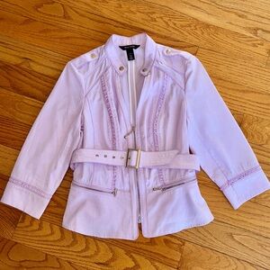 WHBM White House Black Market Purple Lavender Belted Jacket size 8